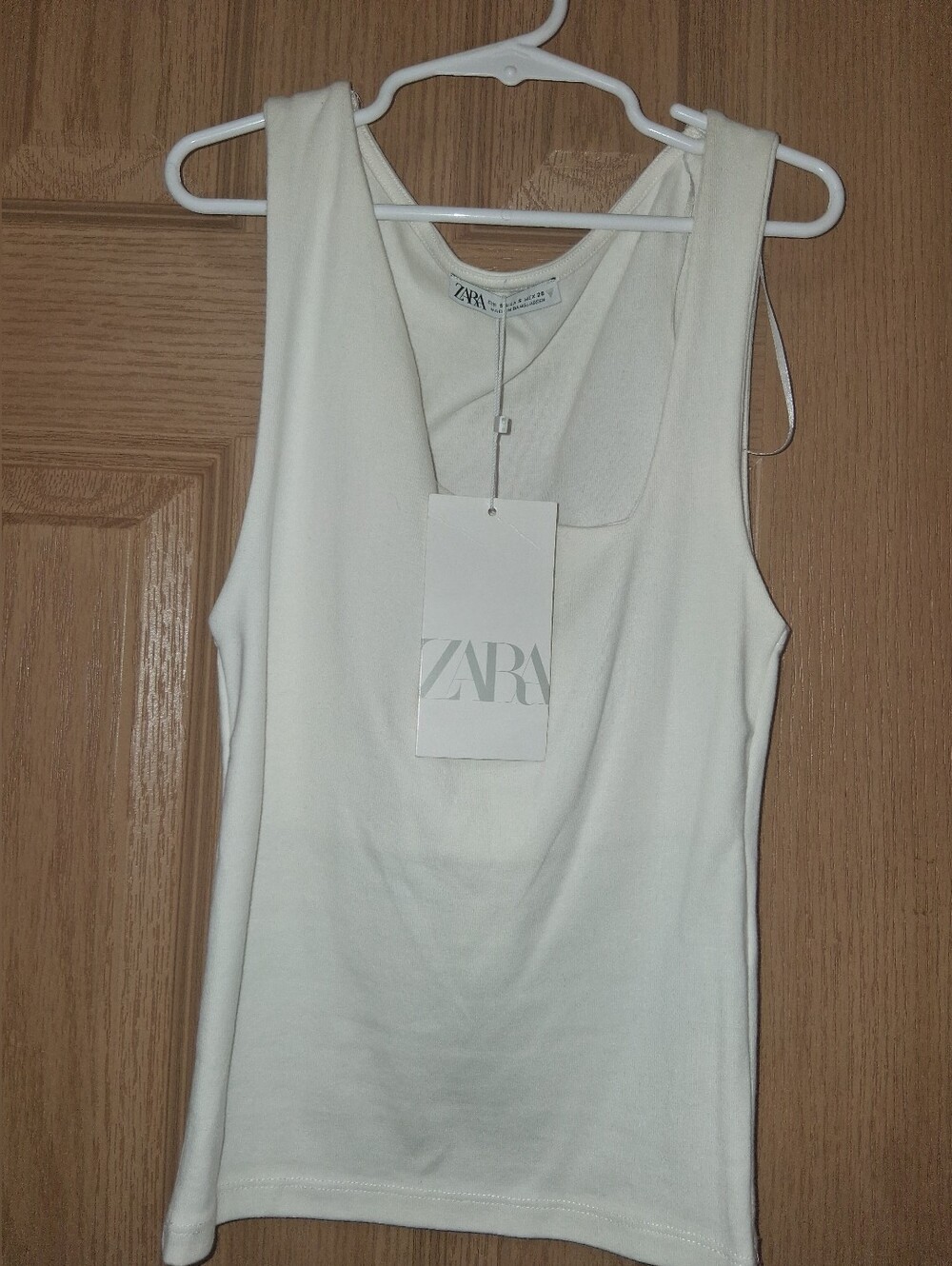 Zara Cream Ribbed Scoop Tank